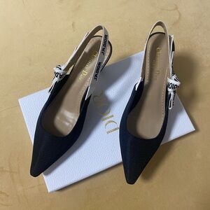 Dior Black Pointed Slingback Heels